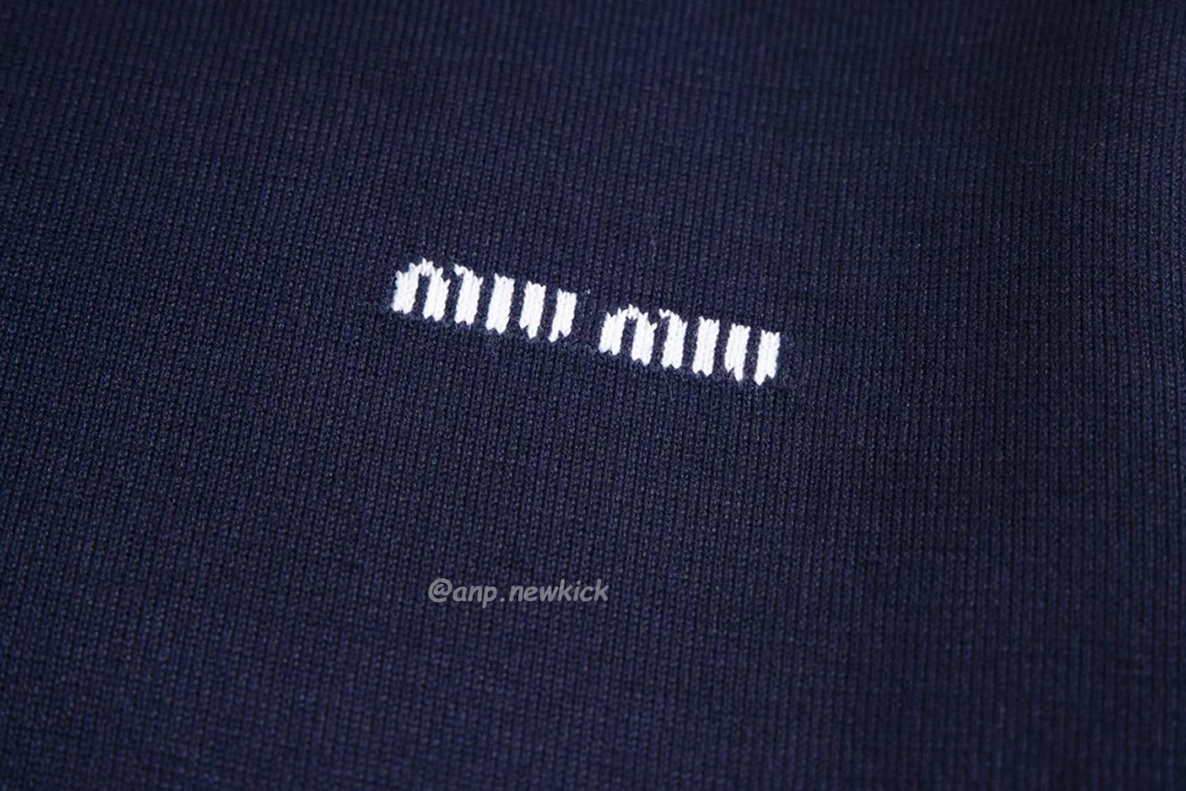 Miu Miu Logo Embroidery Polo Top In Navy (7) - newkick.app